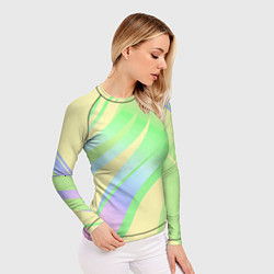 Рашгард женский Жёлто-зелёный полосатый, цвет: 3D-принт — фото 2