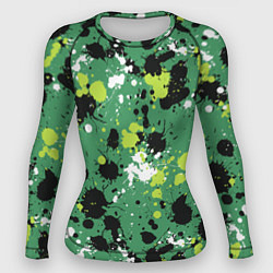 Рашгард женский Кляксы на зелёном, цвет: 3D-принт
