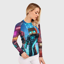 Рашгард женский Minecraft - ai art neon glow, цвет: 3D-принт — фото 2
