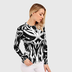 Рашгард женский Абстрактный узор - изогнутые формы трайбл татуиров, цвет: 3D-принт — фото 2