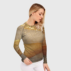 Рашгард женский Бежевые блестяшки текстура, цвет: 3D-принт — фото 2