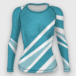 Рашгард женский Бело-голубой абстракция с полосами, цвет: 3D-принт
