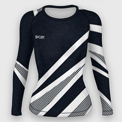Рашгард женский Sport тёмно-синий с полосами, цвет: 3D-принт