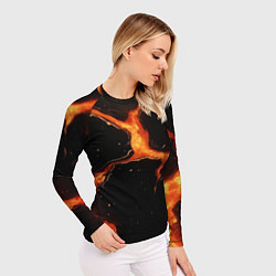 Рашгард женский Оранжевый разлом на черной текстуре, цвет: 3D-принт — фото 2