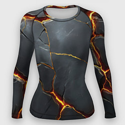 Рашгард женский Серая текстура с золотым изломом, цвет: 3D-принт