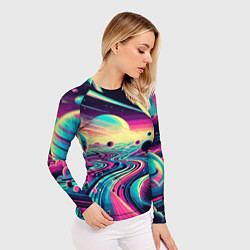 Рашгард женский Неоновый разноцветный космос, цвет: 3D-принт — фото 2