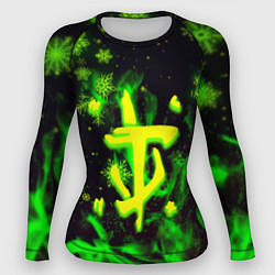 Рашгард женский Doom кислотный снег в огне лого, цвет: 3D-принт
