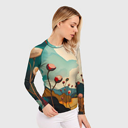 Рашгард женский Сюрреалистичный пейзаж с цветами, цвет: 3D-принт — фото 2
