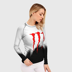 Рашгард женский Monster energy чёрно белые краски, цвет: 3D-принт — фото 2