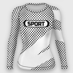 Рашгард женский Sport чёрно-белый с полосой, цвет: 3D-принт