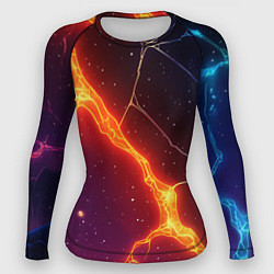 Рашгард женский Сине-оранжевые молнии текстура, цвет: 3D-принт
