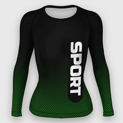 Рашгард женский Sport чёрно-зелёный текстурный, цвет: 3D-принт