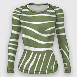 Рашгард женский Полоски зеленой зебры, цвет: 3D-принт