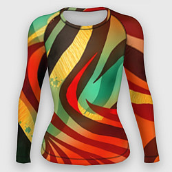 Рашгард женский Жаркая полосатая абстракция, цвет: 3D-принт