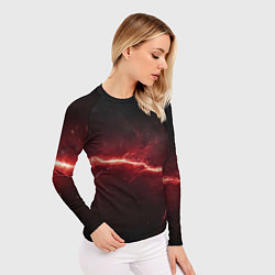 Рашгард женский Красная линия - молния, цвет: 3D-принт — фото 2
