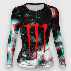 Рашгард женский Monster energy огонь глитч, цвет: 3D-принт