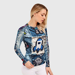 Рашгард женский Космический пиксельный корабль, цвет: 3D-принт — фото 2