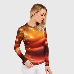 Рашгард женский Красная волнистая текстура с блеском, цвет: 3D-принт — фото 2