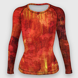 Женский рашгард Абстракция - red paint strokes with splashes of ye