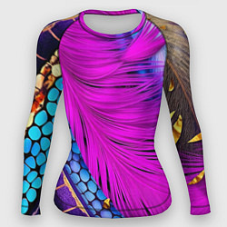 Рашгард женский Чешуя и розовое перо, цвет: 3D-принт