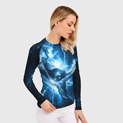 Рашгард женский Бело-синяя туманность, цвет: 3D-принт — фото 2