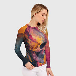 Рашгард женский Череп в RGB хаосе, цвет: 3D-принт — фото 2