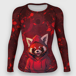 Рашгард женский Красная панда в кофте с капюшоном, цвет: 3D-принт