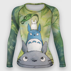 Рашгард женский Тоторо в лесу акварель, цвет: 3D-принт