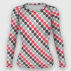 Рашгард женский Красный и серый горошек ретро, цвет: 3D-принт