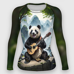 Рашгард женский Панда играет на гитаре в лесу, цвет: 3D-принт