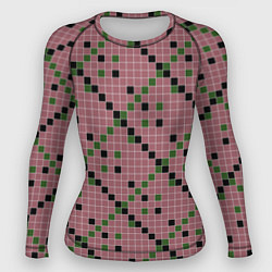 Рашгард женский Коричневая с черным и зеленым плитка, цвет: 3D-принт