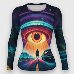 Рашгард женский НЛО в форме глаза и человек на дороге, цвет: 3D-принт