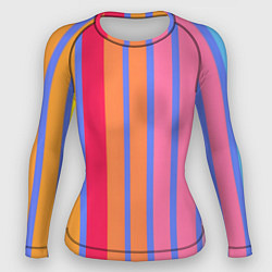 Рашгард женский Теплые цветные полосы, цвет: 3D-принт