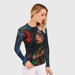 Рашгард женский Девушка с маской киберпанк, цвет: 3D-принт — фото 2
