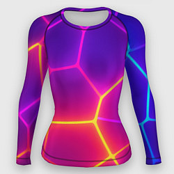 Рашгард женский Синие плиты с фиолетовым свечением, цвет: 3D-принт