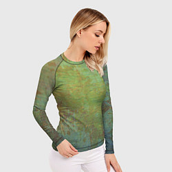 Рашгард женский Абстракция - green oil stain, цвет: 3D-принт — фото 2