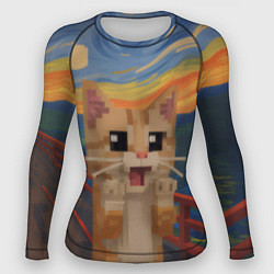Рашгард женский Кот крик в стиле майнкрафт, цвет: 3D-принт