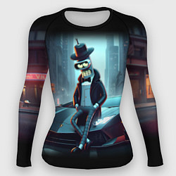 Рашгард женский Бендер счастливый владелец Ламборджини, цвет: 3D-принт