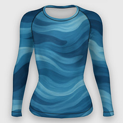 Рашгард женский Камуфляжные синие волны, цвет: 3D-принт