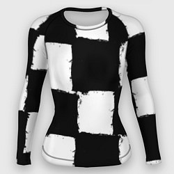 Рашгард женский Черные квадраты в виде шахматной доски, цвет: 3D-принт