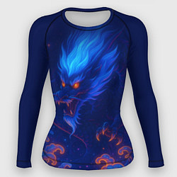 Рашгард женский Неоновый космический дракон - нейроарт, цвет: 3D-принт
