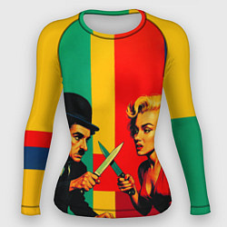 Рашгард женский Чарли Чаплин против Мэрилин Монро поп-арт, цвет: 3D-принт