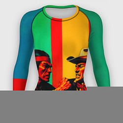 Рашгард женский Ковбой против индейца поп-арт, цвет: 3D-принт