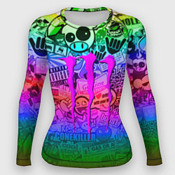 Женский рашгард Monster energy неоновые стикеры