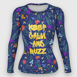 Женский рашгард Keep calm and buzz - пчелы и цветы