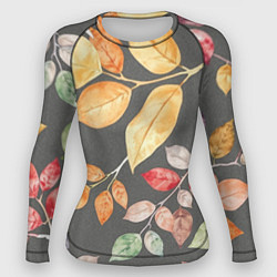 Рашгард женский Шумный листопад на сером, цвет: 3D-принт