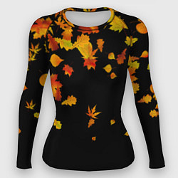 Рашгард женский Осенние листья на черном, цвет: 3D-принт