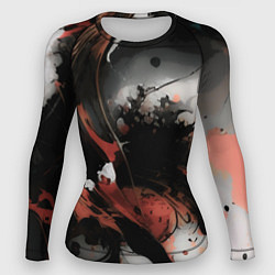 Рашгард женский Тёмные краски абстракция красно-чёрный, цвет: 3D-принт