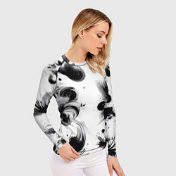 Рашгард женский Чёрно-белая абстракция нейроарт, цвет: 3D-принт — фото 2