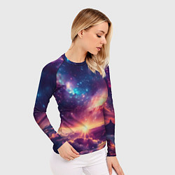 Рашгард женский Фантастический космос вид с планеты, цвет: 3D-принт — фото 2